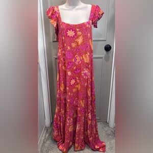 House of Harlow 1960 Vibrant Pink and Orange Maxi Skirt